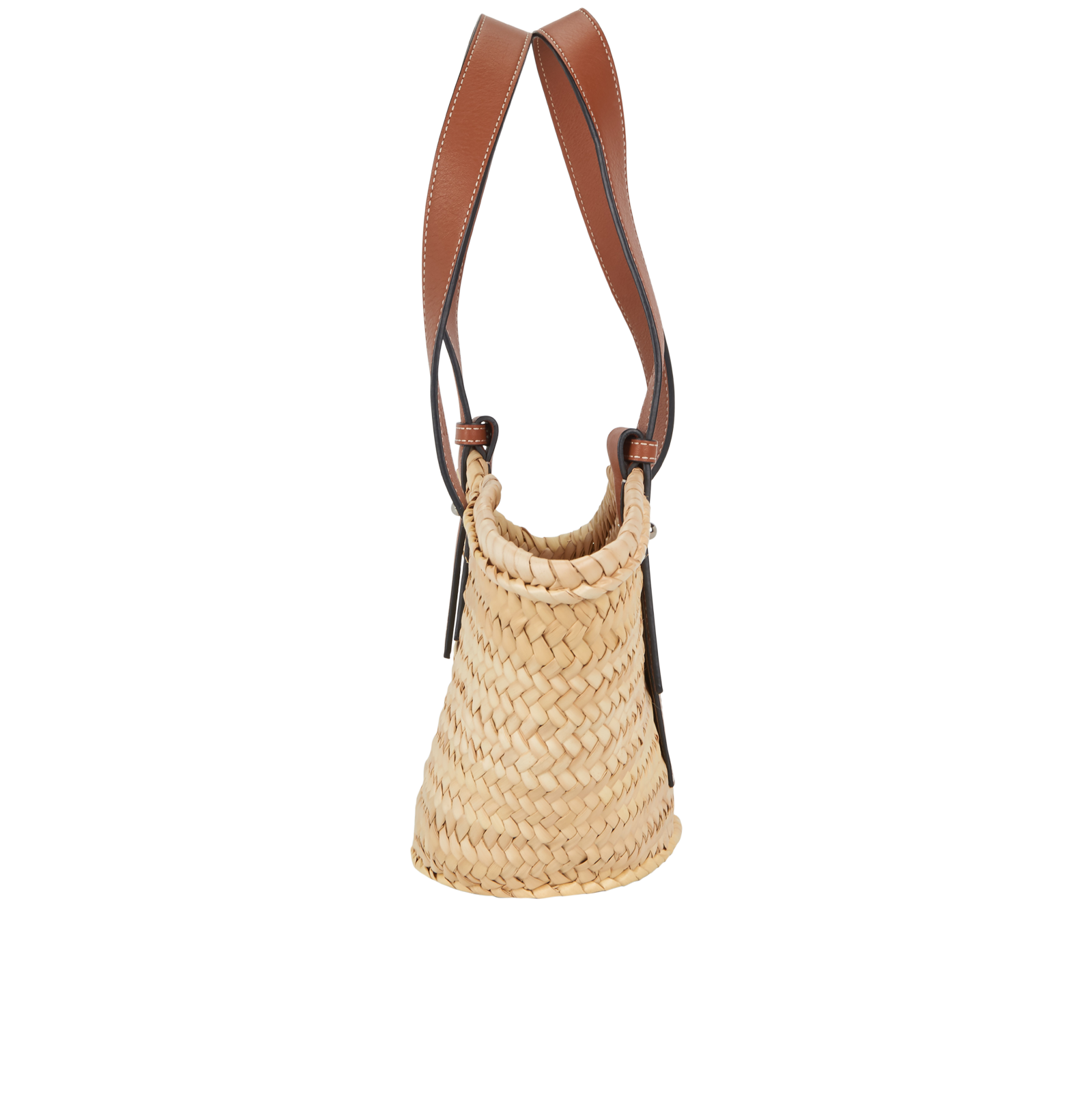Basket Tote, &pound;220, Handbags, Beige/Brown, Leather/Raffia, Side view